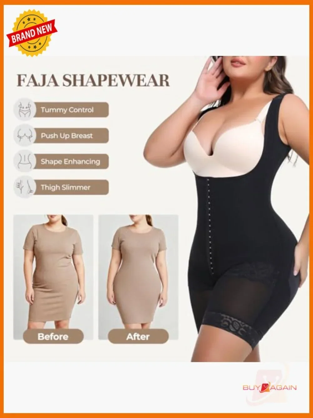 Fajas Colombianas Tummy Control Shapewear Butt Lifter Bodysuit Postpartum SW12